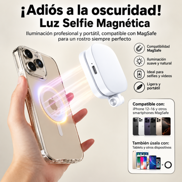 Luz LED Portátil con Espejo para Selfies