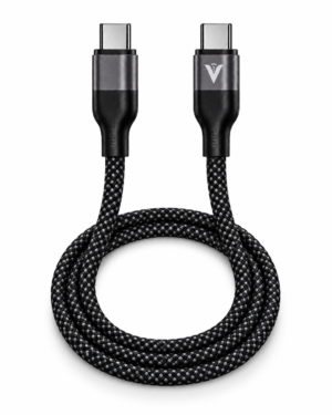 Cable USB-C trenzado negro en bucle Cable de carga USB-C a USB-C