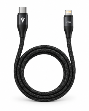 Cable trenzado negro USB-C a Lightning Cable USB-C a Lightning VONK V-82 – 30W